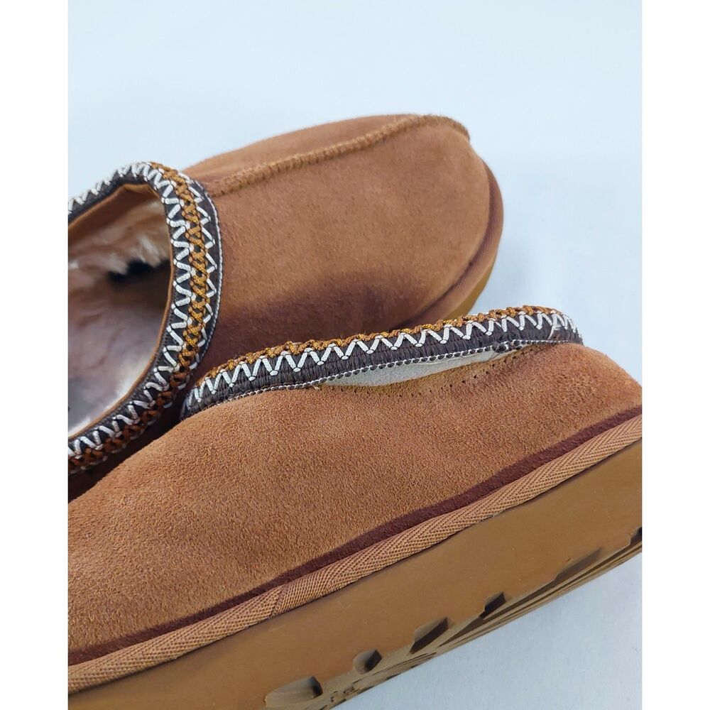 UGG Tasman Slippers Womens 9 Chestnut Suede Slip On Sheepskin Lined - Picture 2 of 5